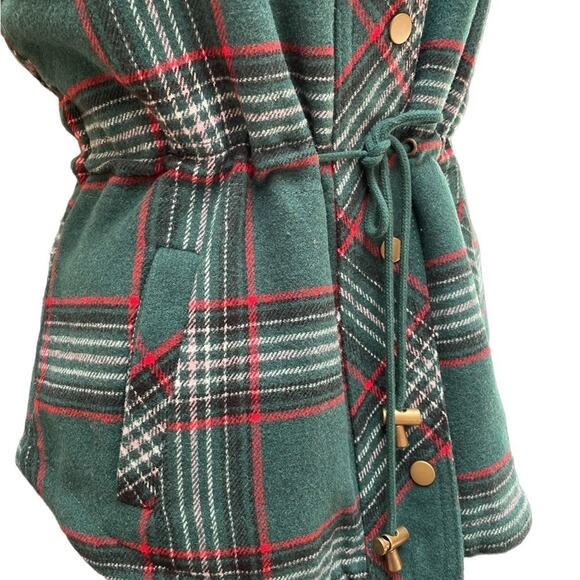 Maurice’s green plaid sleeveless Sherpa vest size medium - Picture 6 of 14